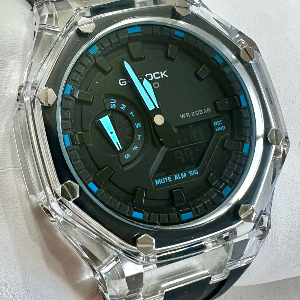 G-Shock Transparent Case with Black and Blue Dial